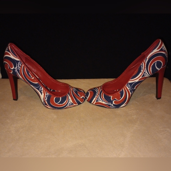 Tory Burch Red, White, and Blue Platform Heels Women's 9.5 - Picture 3 of 10